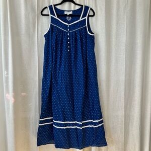 Eileen west medium blue maxi cotton prairie tiered nightgown dress